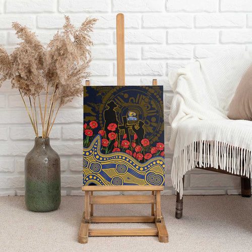 West Coast Eagles ANZAC Day Canvas Wall Art Indigenous Dot Art with Poppy Flower Tribute