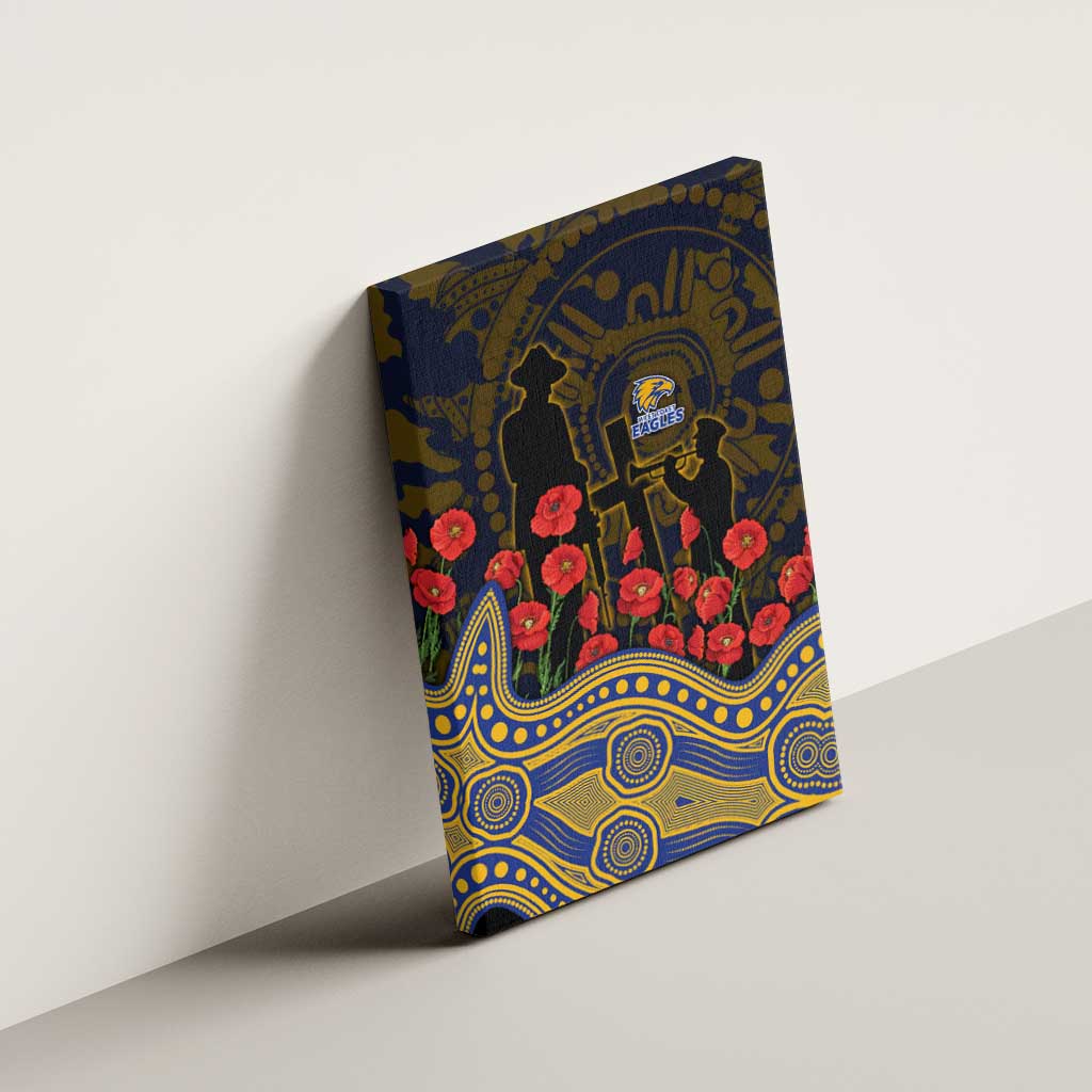West Coast Eagles ANZAC Day Canvas Wall Art Indigenous Dot Art with Poppy Flower Tribute