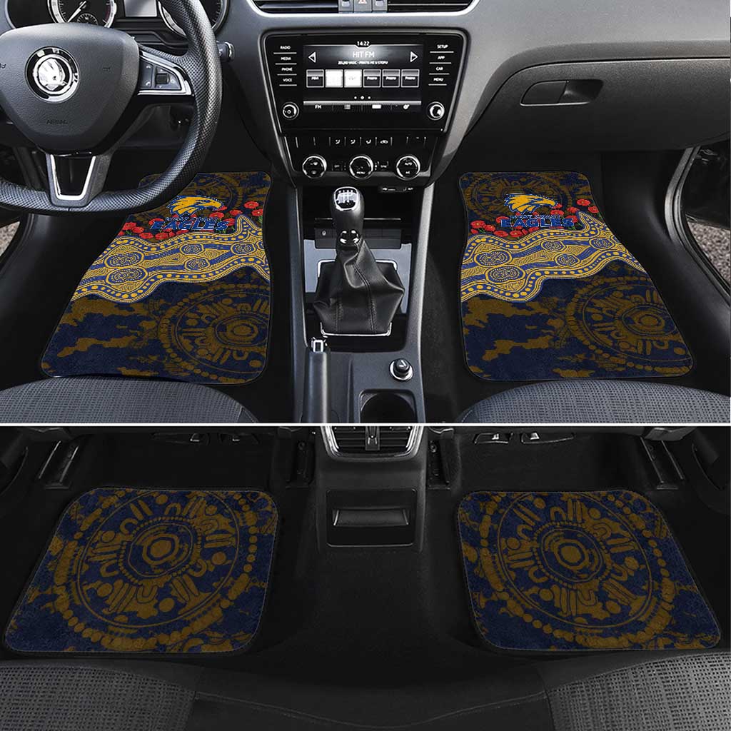 West Coast Eagles ANZAC Day Car Mats Indigenous Dot Art with Poppy Flower Tribute