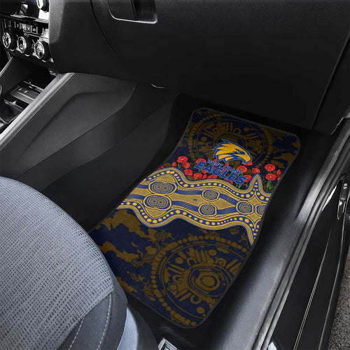 West Coast Eagles ANZAC Day Car Mats Indigenous Dot Art with Poppy Flower Tribute