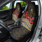 West Coast Eagles ANZAC Day Car Seat Cover Indigenous Dot Art with Poppy Flower Tribute