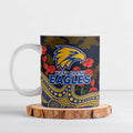West Coast Eagles ANZAC Day Ceramic Mug Indigenous Dot Art with Poppy Flower Tribute