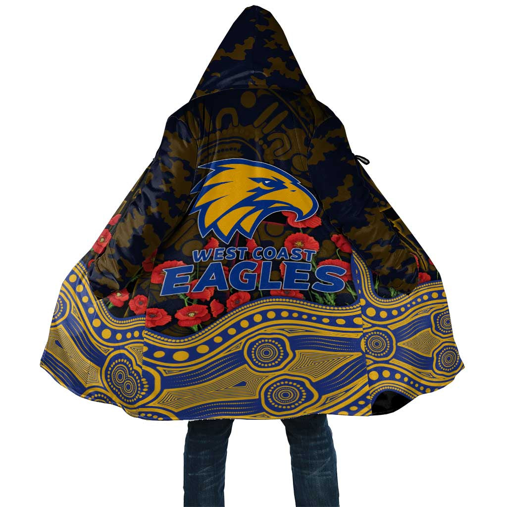 West Coast Eagles ANZAC Day Cloak Indigenous Dot Art with Poppy Flower Tribute
