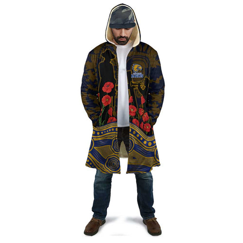 West Coast Eagles ANZAC Day Cloak Indigenous Dot Art with Poppy Flower Tribute