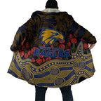 West Coast Eagles ANZAC Day Cloak Indigenous Dot Art with Poppy Flower Tribute