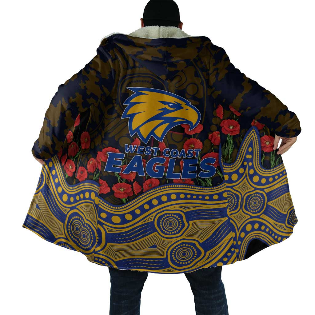 West Coast Eagles ANZAC Day Cloak Indigenous Dot Art with Poppy Flower Tribute