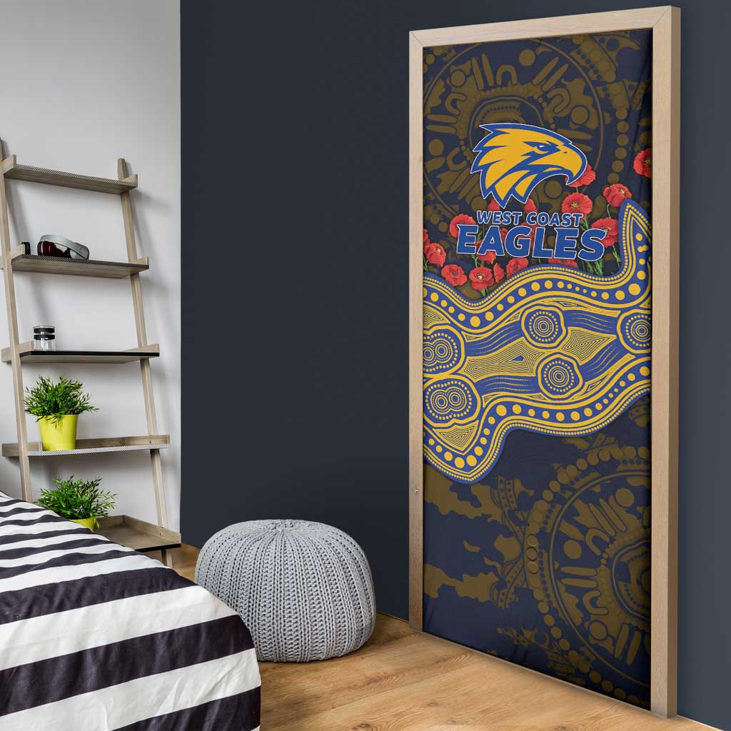 West Coast Eagles ANZAC Day Door Cover Indigenous Dot Art with Poppy Flower Tribute