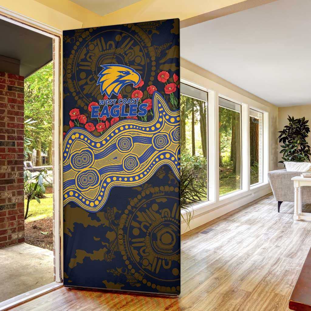 West Coast Eagles ANZAC Day Door Cover Indigenous Dot Art with Poppy Flower Tribute