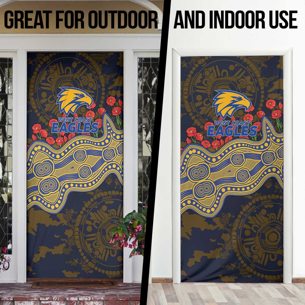 West Coast Eagles ANZAC Day Door Cover Indigenous Dot Art with Poppy Flower Tribute
