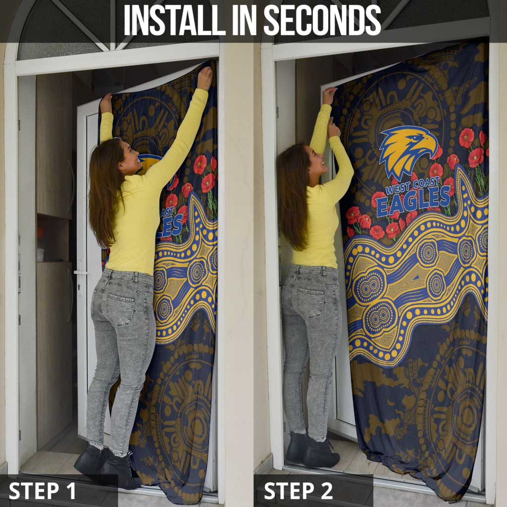 West Coast Eagles ANZAC Day Door Cover Indigenous Dot Art with Poppy Flower Tribute