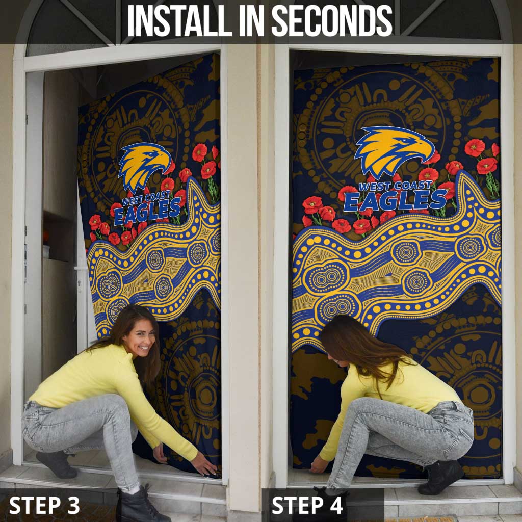 West Coast Eagles ANZAC Day Door Cover Indigenous Dot Art with Poppy Flower Tribute