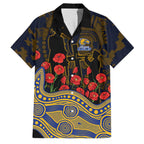 West Coast Eagles ANZAC Day Family Matching Off Shoulder Short Dress and Hawaiian Shirt Indigenous Dot Art with Poppy Flower Tribute