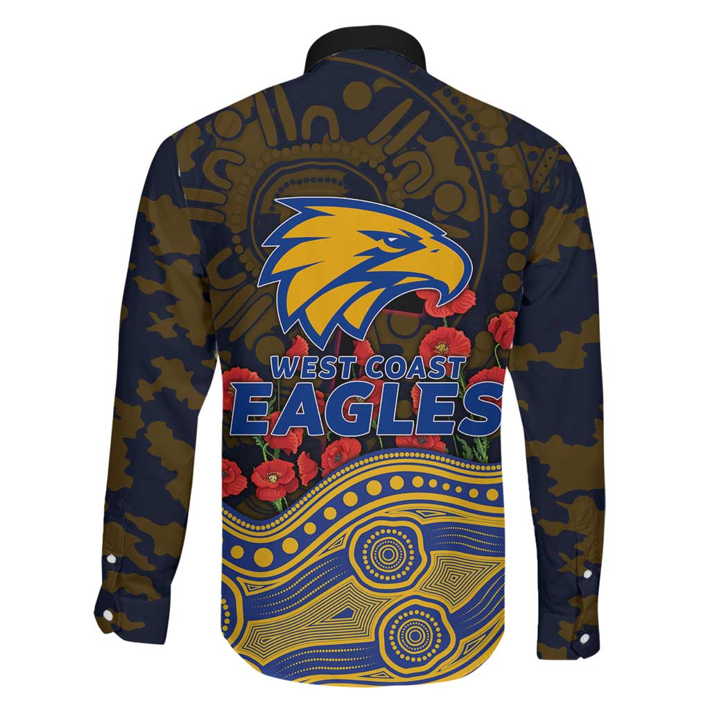 West Coast Eagles ANZAC Day Family Matching Off Shoulder Short Dress and Hawaiian Shirt Indigenous Dot Art with Poppy Flower Tribute
