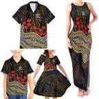 West Coast Eagles ANZAC Day Family Matching Tank Maxi Dress and Hawaiian Shirt Indigenous Dot Art with Poppy Flower Tribute