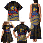 West Coast Eagles ANZAC Day Family Matching Tank Maxi Dress and Hawaiian Shirt Indigenous Dot Art with Poppy Flower Tribute
