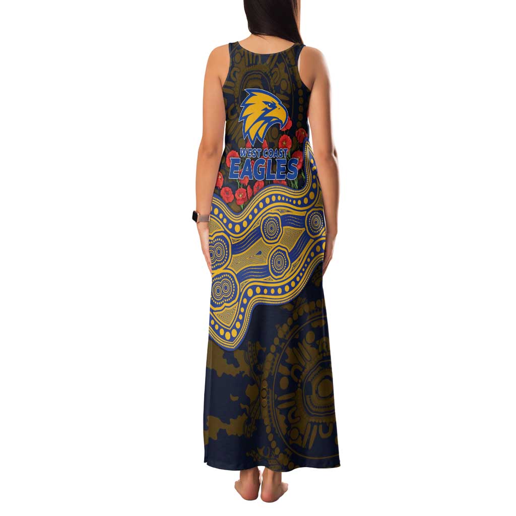 West Coast Eagles ANZAC Day Family Matching Tank Maxi Dress and Hawaiian Shirt Indigenous Dot Art with Poppy Flower Tribute