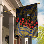 West Coast Eagles ANZAC Day Garden Flag Indigenous Dot Art with Poppy Flower Tribute
