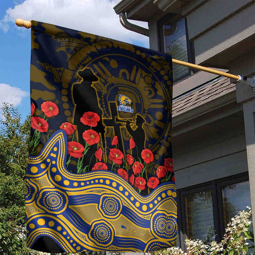 West Coast Eagles ANZAC Day Garden Flag Indigenous Dot Art with Poppy Flower Tribute