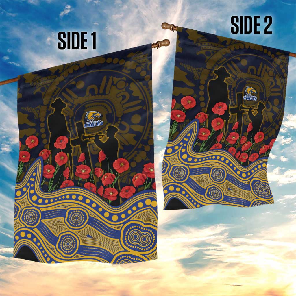 West Coast Eagles ANZAC Day Garden Flag Indigenous Dot Art with Poppy Flower Tribute