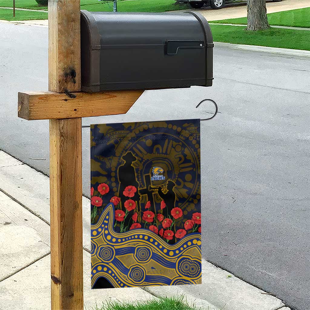 West Coast Eagles ANZAC Day Garden Flag Indigenous Dot Art with Poppy Flower Tribute