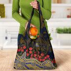 West Coast Eagles ANZAC Day Grocery Bag Indigenous Dot Art with Poppy Flower Tribute