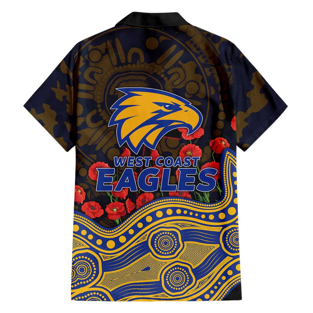 West Coast Eagles ANZAC Day Hawaiian Shirt Indigenous Dot Art with Poppy Flower Tribute