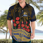 West Coast Eagles ANZAC Day Hawaiian Shirt Indigenous Dot Art with Poppy Flower Tribute