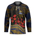 West Coast Eagles ANZAC Day Hockey Jersey Indigenous Dot Art with Poppy Flower Tribute