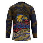 West Coast Eagles ANZAC Day Hockey Jersey Indigenous Dot Art with Poppy Flower Tribute