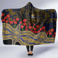 West Coast Eagles ANZAC Day Hooded Blanket Indigenous Dot Art with Poppy Flower Tribute