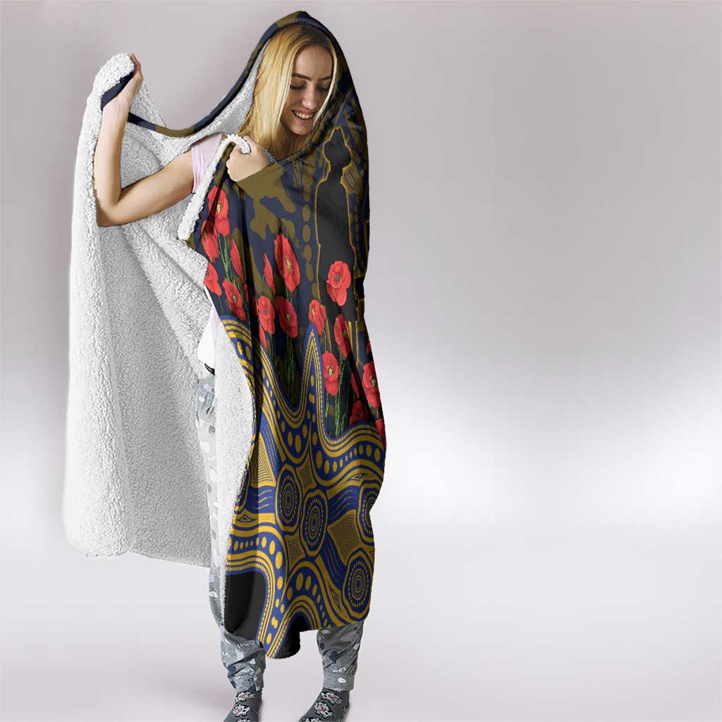 West Coast Eagles ANZAC Day Hooded Blanket Indigenous Dot Art with Poppy Flower Tribute