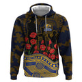 West Coast Eagles ANZAC Day Hoodie Indigenous Dot Art with Poppy Flower Tribute