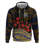 West Coast Eagles ANZAC Day Hoodie Indigenous Dot Art with Poppy Flower Tribute