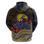 West Coast Eagles ANZAC Day Hoodie Indigenous Dot Art with Poppy Flower Tribute