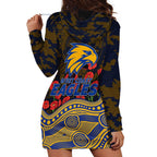 West Coast Eagles ANZAC Day Hoodie Dress Indigenous Dot Art with Poppy Flower Tribute