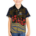 West Coast Eagles ANZAC Day Kid Hawaiian Shirt Indigenous Dot Art with Poppy Flower Tribute