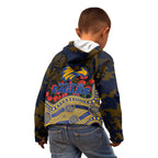 West Coast Eagles ANZAC Day Kid Hoodie Indigenous Dot Art with Poppy Flower Tribute