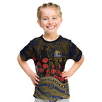 West Coast Eagles ANZAC Day Kid T Shirt Indigenous Dot Art with Poppy Flower Tribute