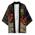 West Coast Eagles ANZAC Day Kimono Indigenous Dot Art with Poppy Flower Tribute