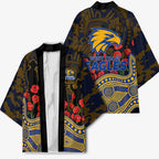 West Coast Eagles ANZAC Day Kimono Indigenous Dot Art with Poppy Flower Tribute