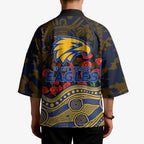 West Coast Eagles ANZAC Day Kimono Indigenous Dot Art with Poppy Flower Tribute