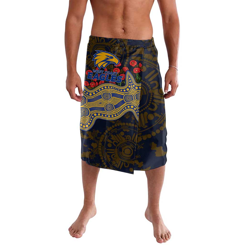 West Coast Eagles ANZAC Day Lavalava Indigenous Dot Art with Poppy Flower Tribute