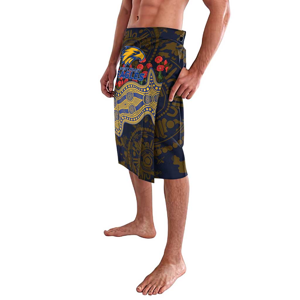 West Coast Eagles ANZAC Day Lavalava Indigenous Dot Art with Poppy Flower Tribute