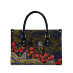 West Coast Eagles ANZAC Day Leather Bag Indigenous Dot Art with Poppy Flower Tribute