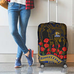 West Coast Eagles ANZAC Day Luggage Cover Indigenous Dot Art with Poppy Flower Tribute