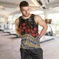 West Coast Eagles ANZAC Day Men Tank Top Indigenous Dot Art with Poppy Flower Tribute