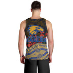 West Coast Eagles ANZAC Day Men Tank Top Indigenous Dot Art with Poppy Flower Tribute