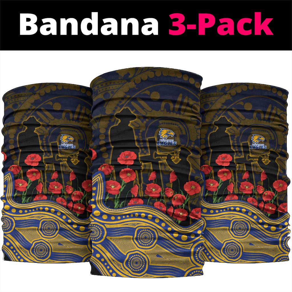 West Coast Eagles ANZAC Day Neck Gaiter Indigenous Dot Art with Poppy Flower Tribute