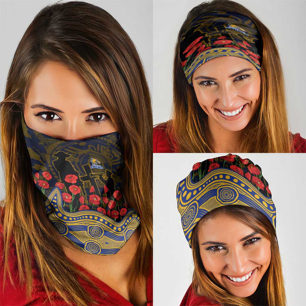 West Coast Eagles ANZAC Day Neck Gaiter Indigenous Dot Art with Poppy Flower Tribute
