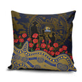 West Coast Eagles ANZAC Day Pillow Cover Indigenous Dot Art with Poppy Flower Tribute